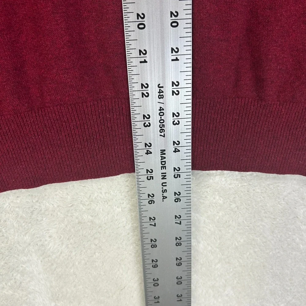 L.L. Bean Pullover Sweater Mens L Maroon V-Neck Cashmere Wool Long Sleeve VTG